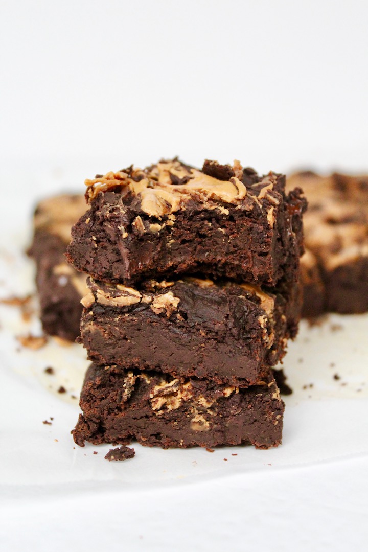 Flourless Peanut Butter Swirl Black Bean Brownies (vegan, gluten-free, oil-free)