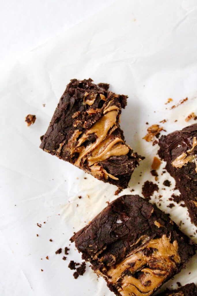 Flourless Peanut Butter Swirl Black Bean Brownies (vegan, gluten-free, oil-free)