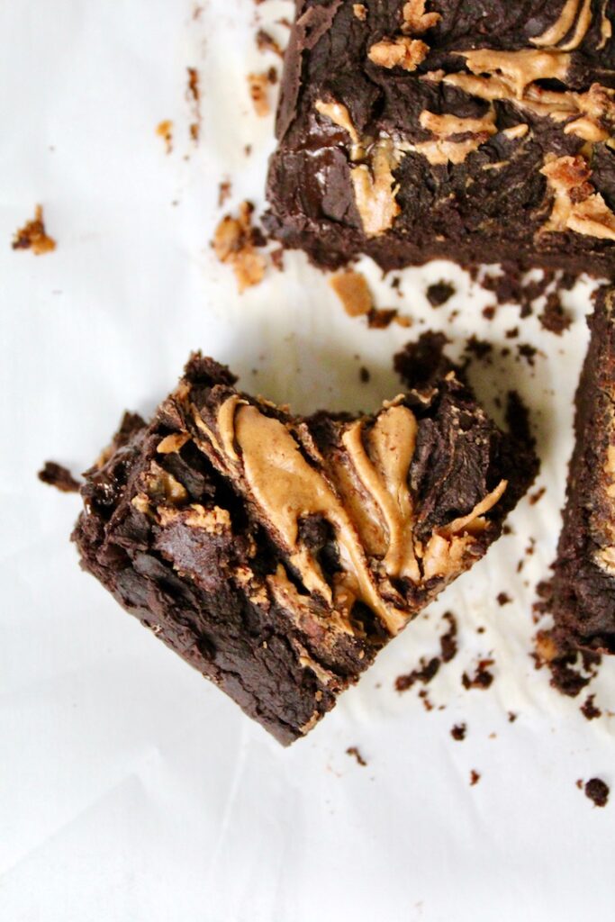 Flourless Peanut Butter Swirl Black Bean Brownies (vegan, gluten-free, oil-free)