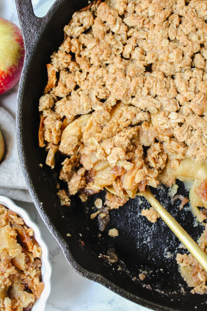 spoon in the apple crisp