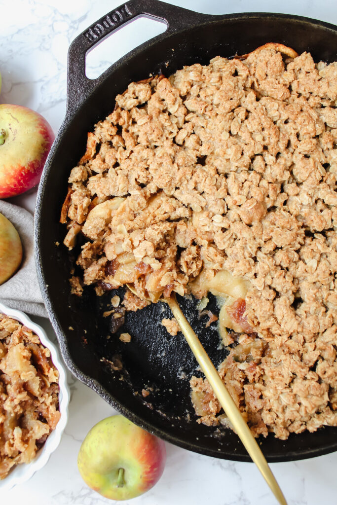 spoon in the apple crisp 