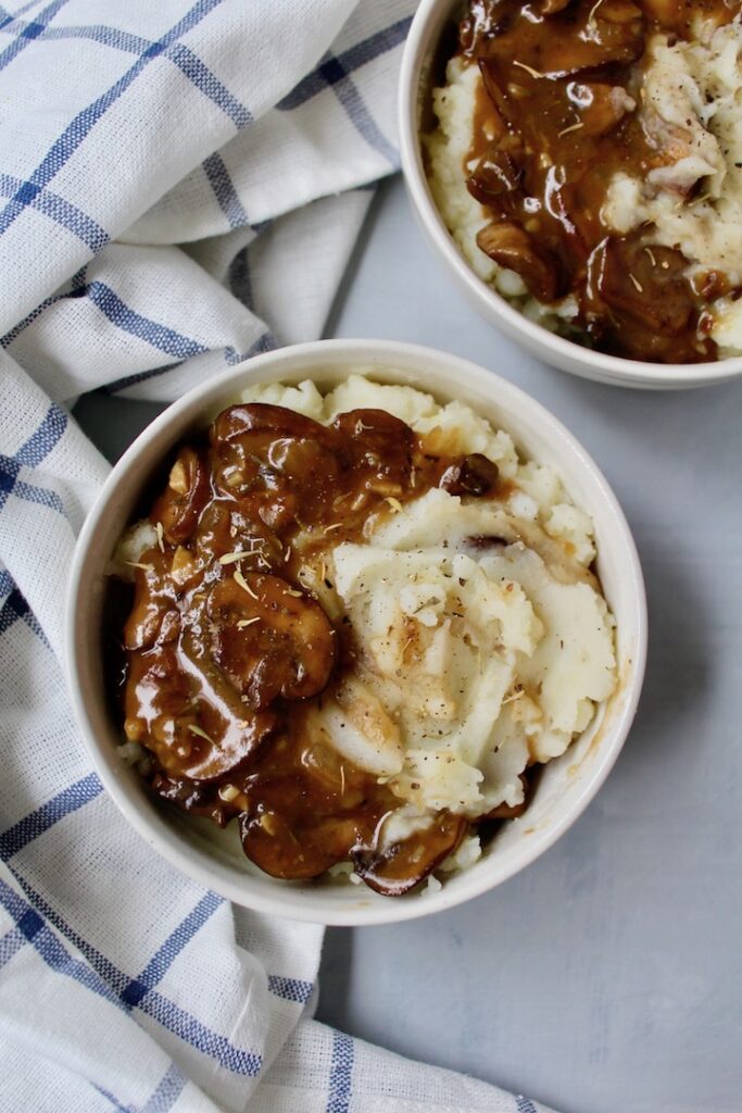 Best Instant Pot Mashed Potatoes with Mushroom Gravy (vegan, gluten-free)