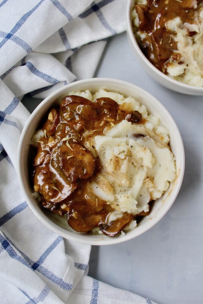 Best Instant Pot Mashed Potatoes with Mushroom Gravy (vegan, gluten-free)