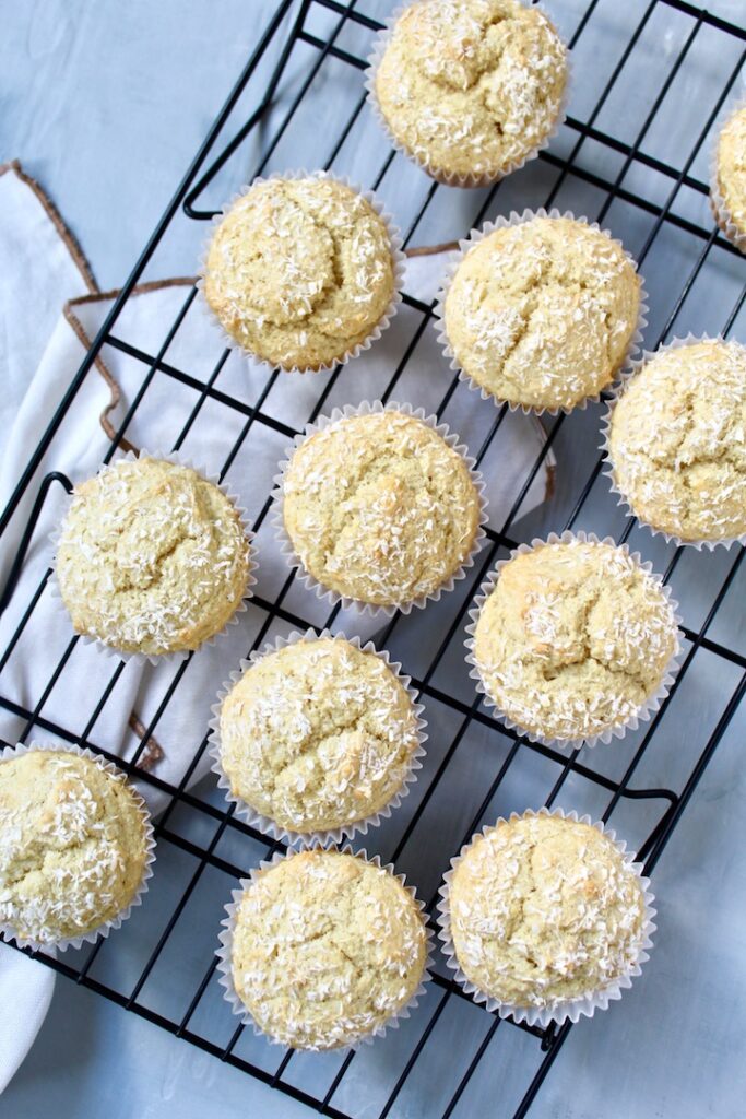 Fluffy Coconut Muffins (vegan, oil-free, refined sugar free)