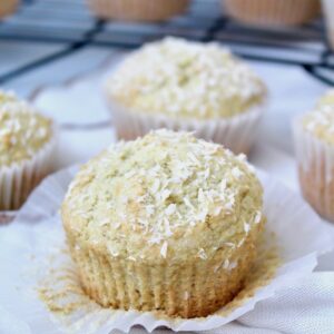 Fluffy Coconut Muffins (vegan, oil-free, refined sugar free)