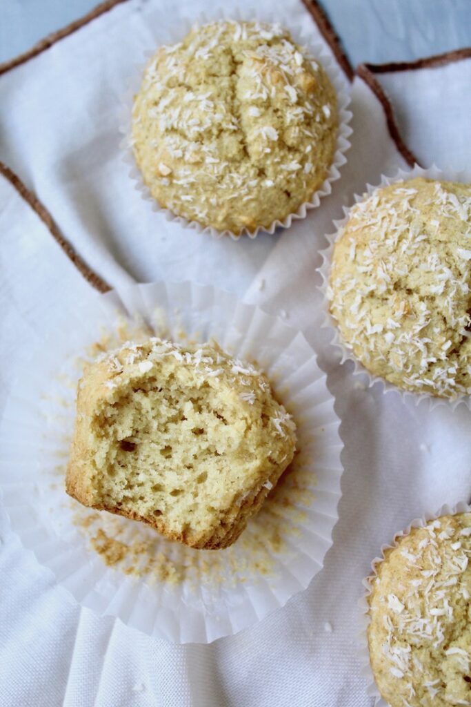 Fluffy Coconut Muffins (vegan, oil-free, refined sugar free)