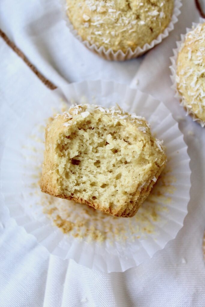 Fluffy Coconut Muffins (vegan, oil-free, refined sugar free)