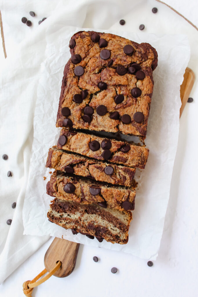 Marbled Chocolate Banana Bread (vegan, gluten-free, refined sugar free)