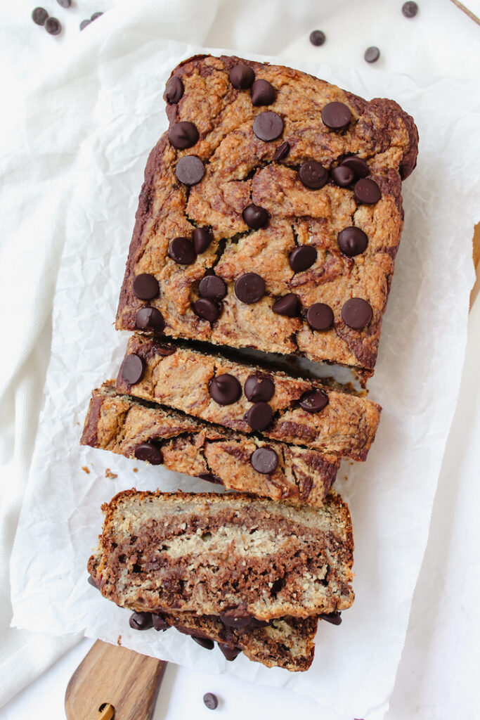 Marbled Chocolate Banana Bread (vegan, gluten-free, refined sugar free)