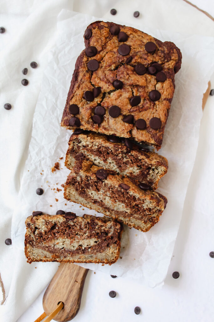 Marbled Chocolate Banana Bread (vegan, gluten-free, refined sugar free)