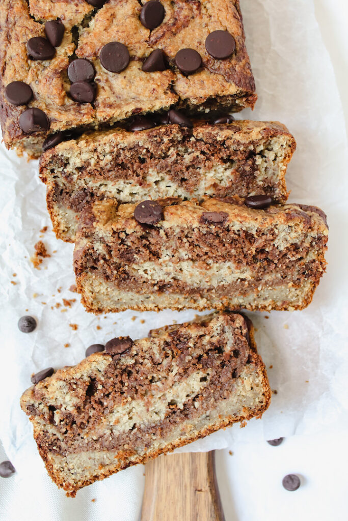 Marbled Chocolate Banana Bread (vegan, gluten-free, refined sugar free)