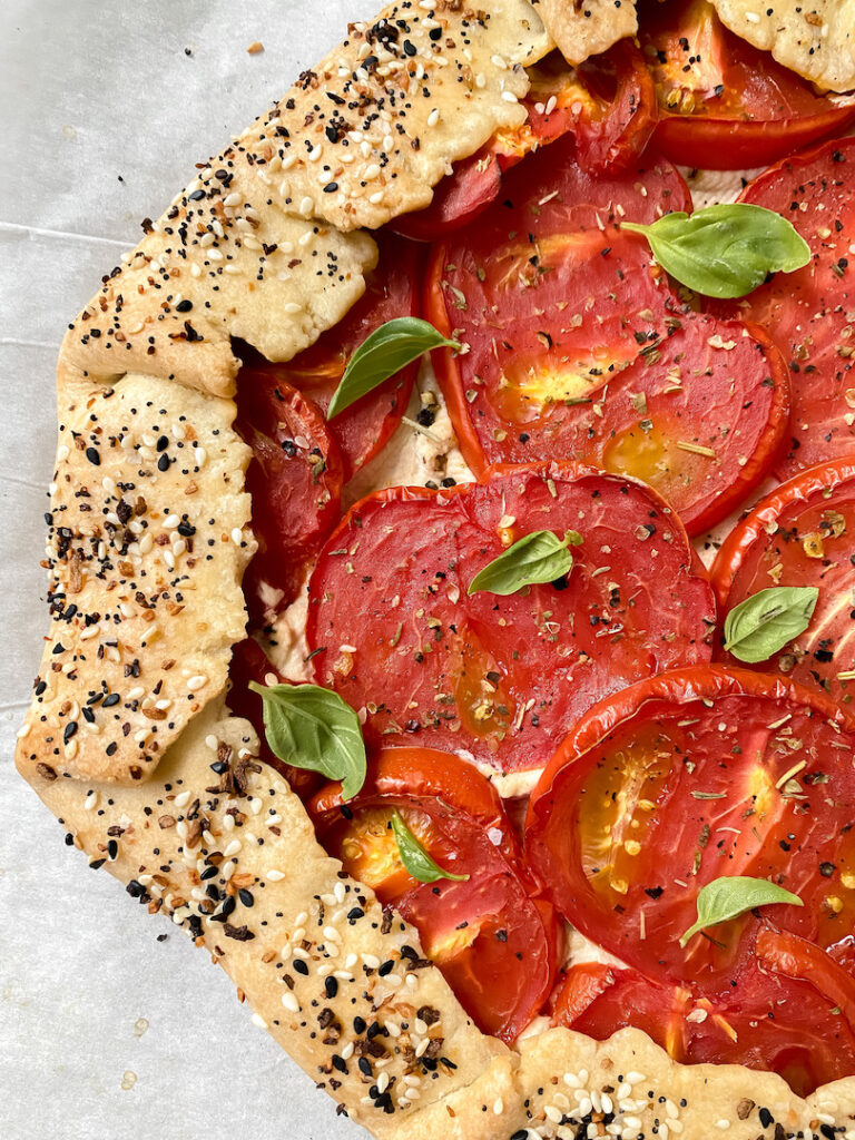 close up shot of galette before the balsamic drizzle