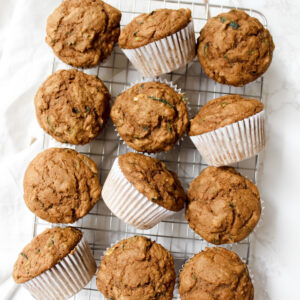 group shot of whole wheat zucchini bread muffins