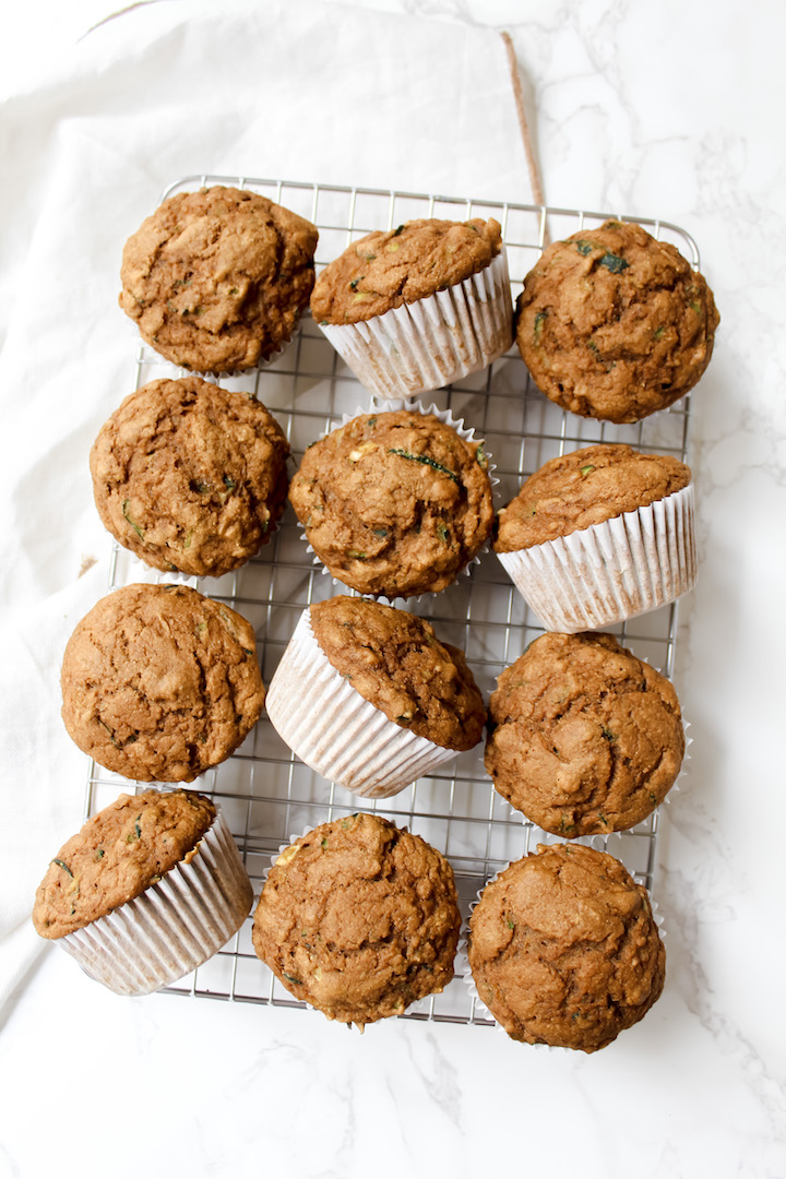 group shot of whole wheat zucchini bread muffins