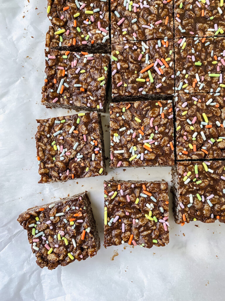 overview shot of rice crispy treats