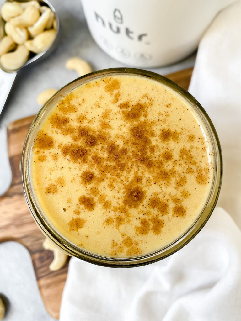 overview shot of the hot pumpkin spice maple cashew milk