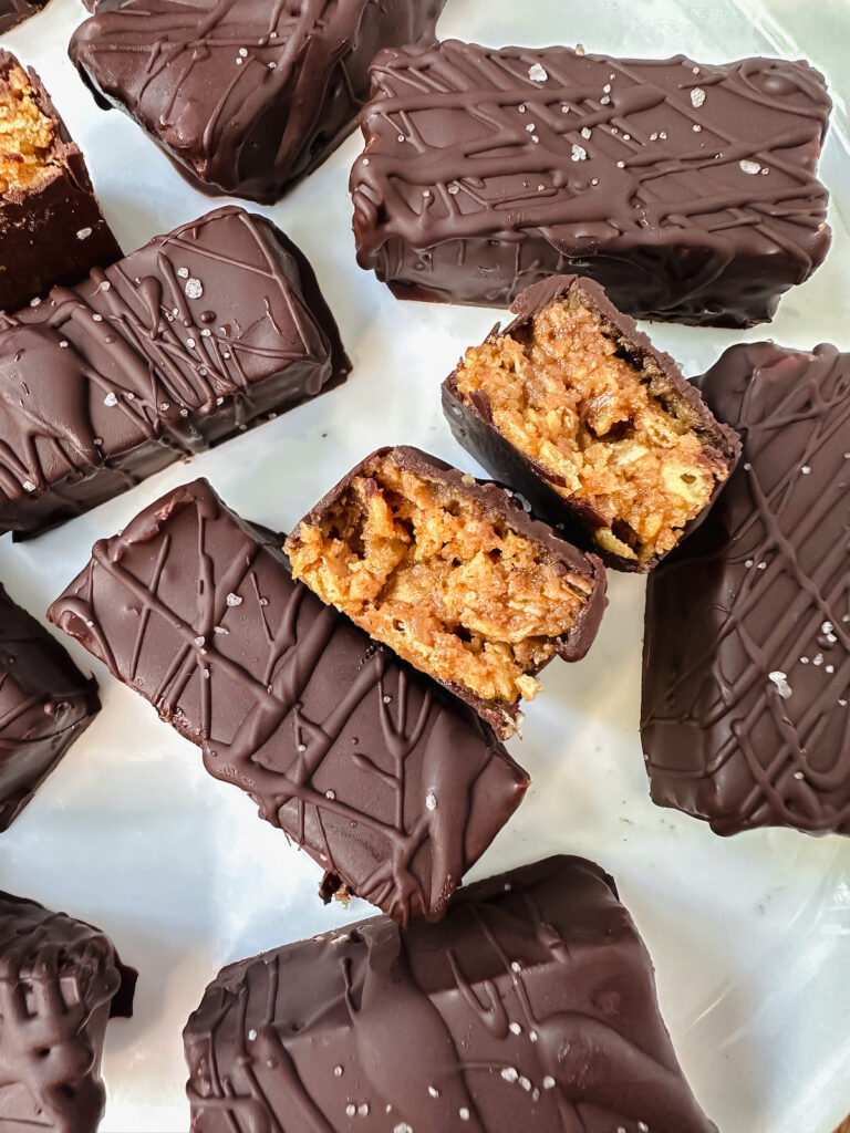 close up of the inside of a butterfinger