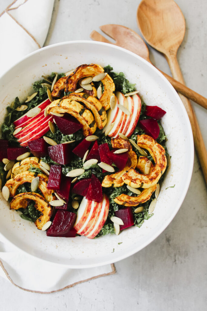 overview shot of bowl of salad