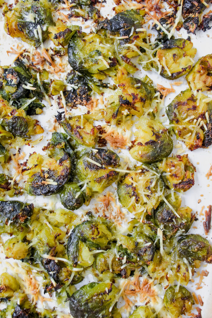 close up of crispy brussels sprouts