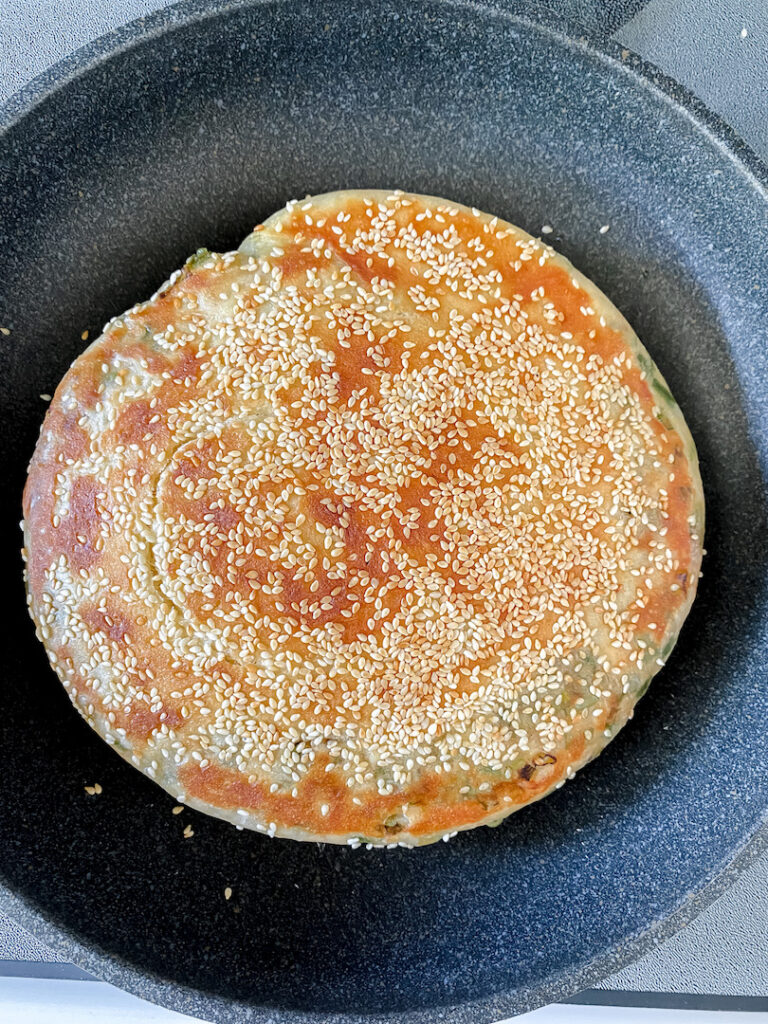 bread pan frying on the stove