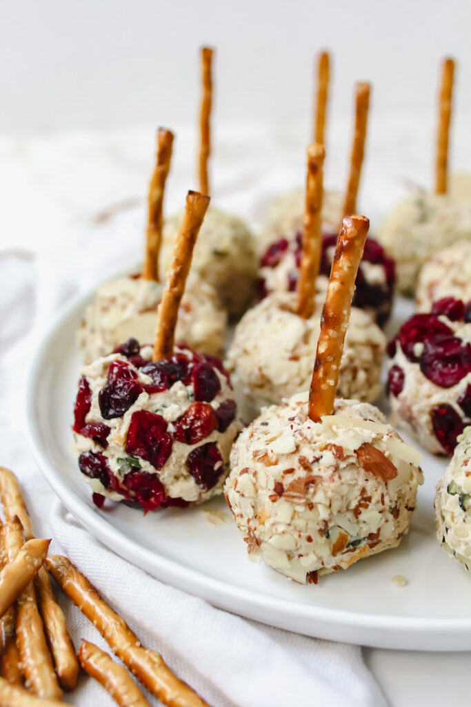 angled shot of cheese ball bites