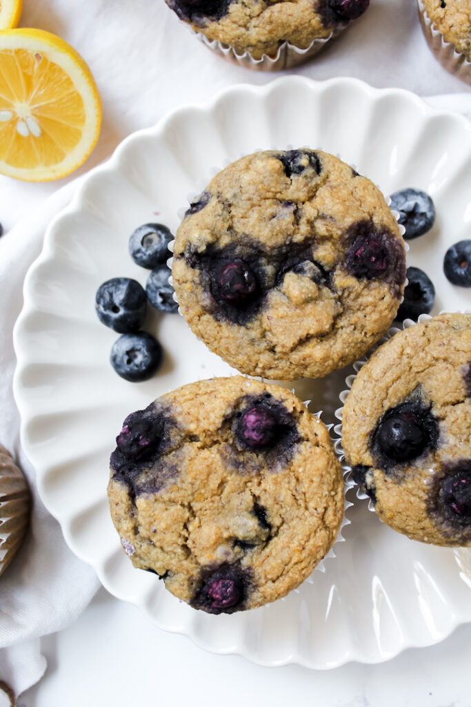 close up of muffins on a plate