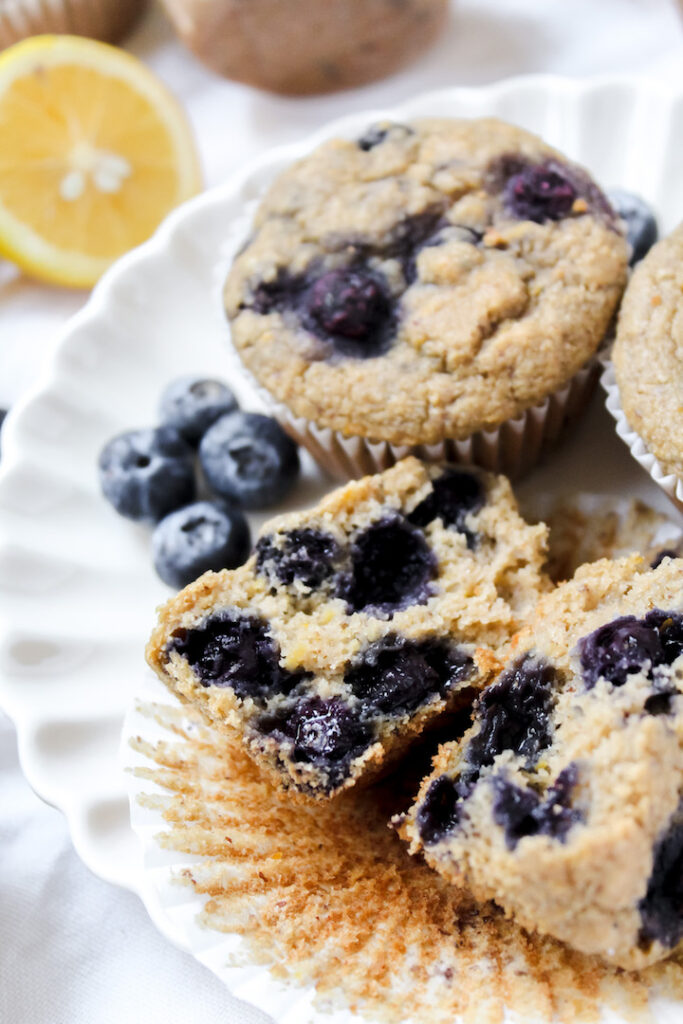 angled shot of the inside of a muffin