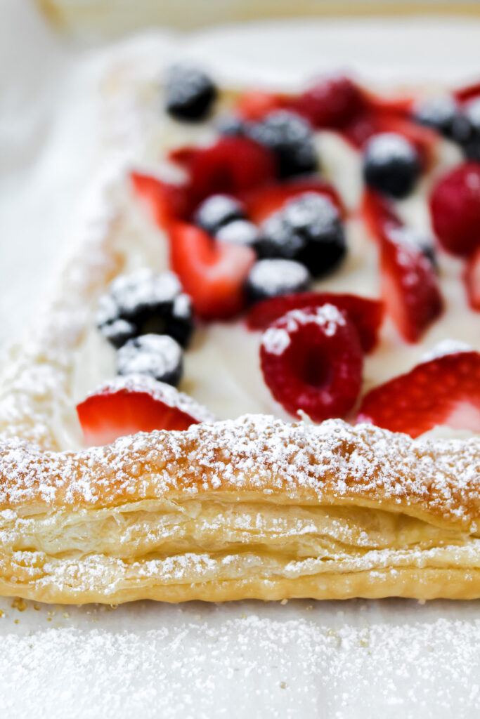 close up shot of the edges of the puff pastry