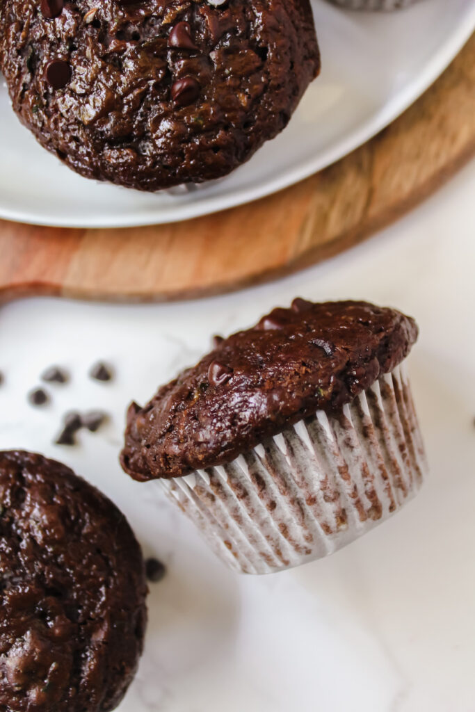 close up of one muffin on it's side