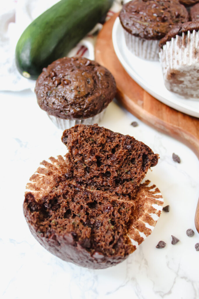 shot of a muffin cut in half