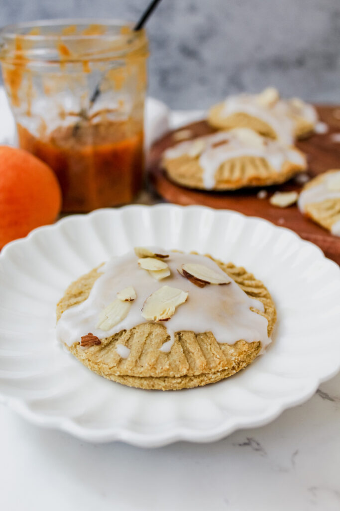 angle shot of apricot almond pop tart on a plate