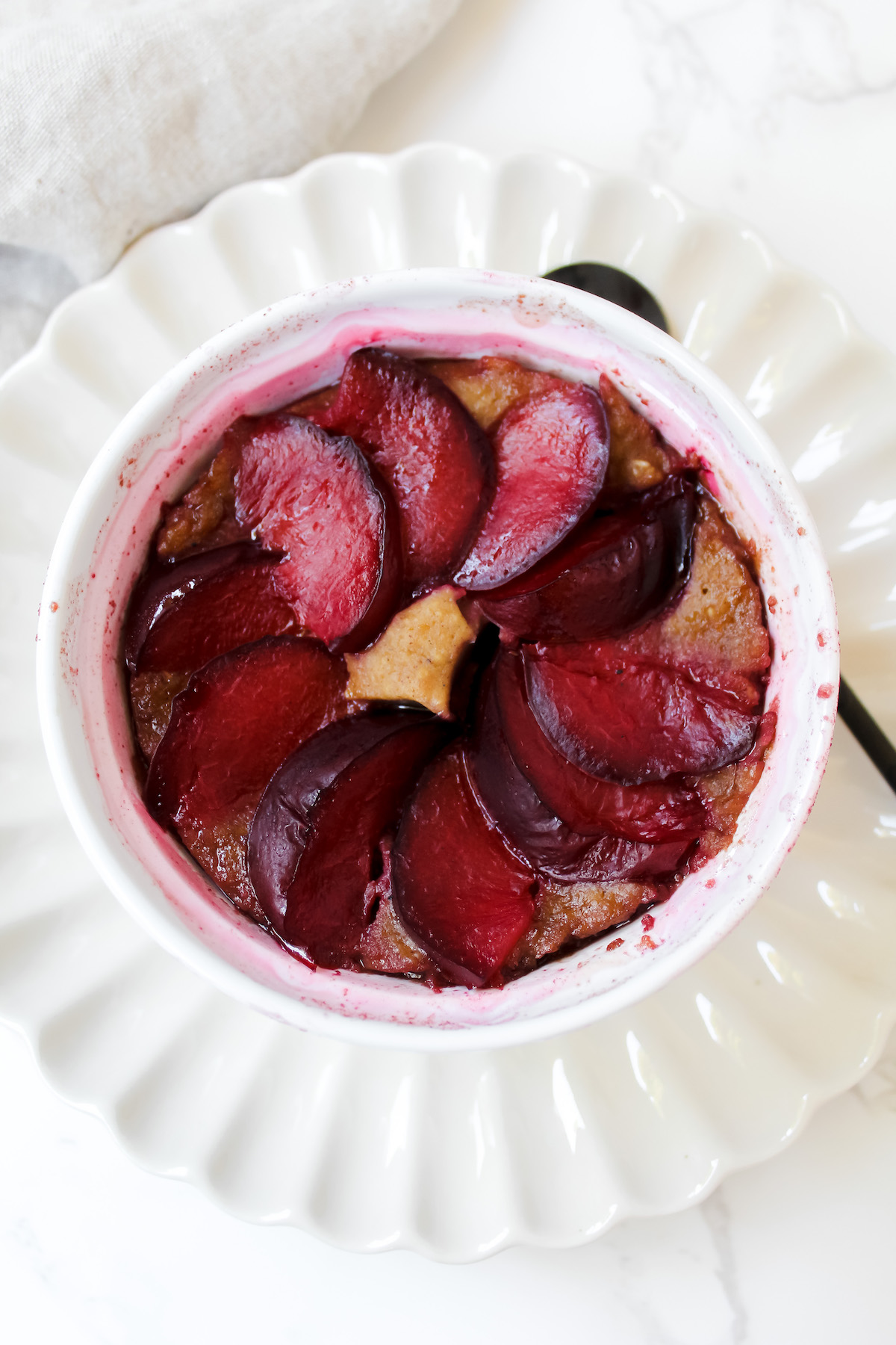 overview shot of plum baked oats