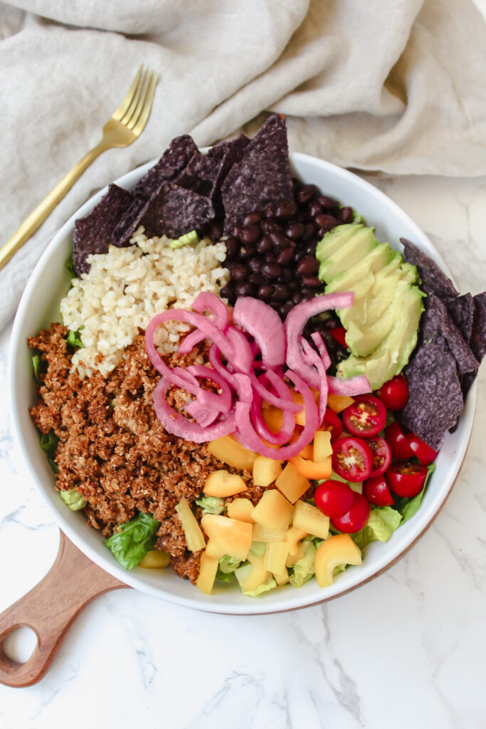 overview shot of taco salad