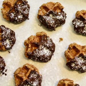 Healthy Chocolate Covered Peanut Butter Waffle Cookies