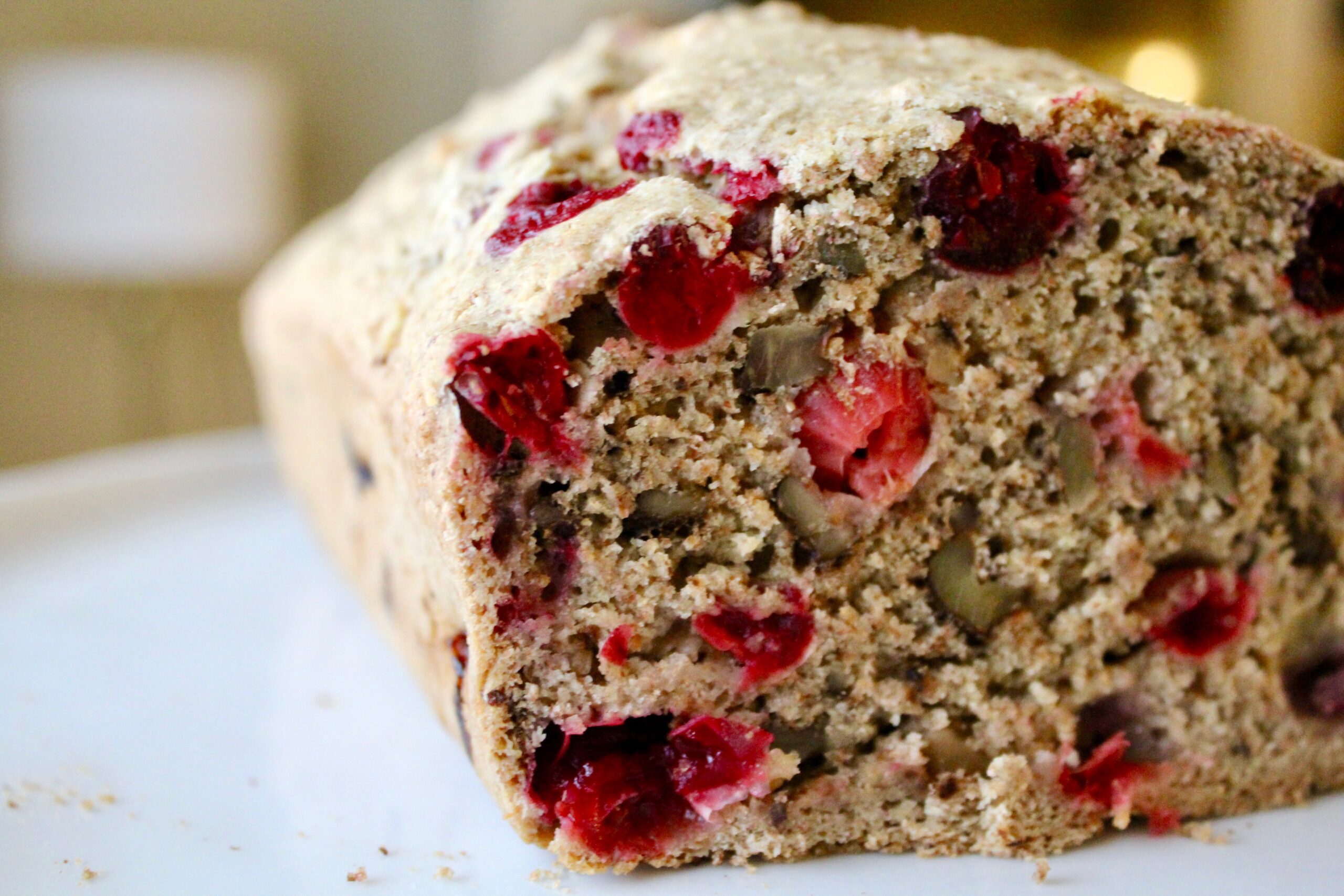 Lightly Sweetened Cranberry Walnut Bread