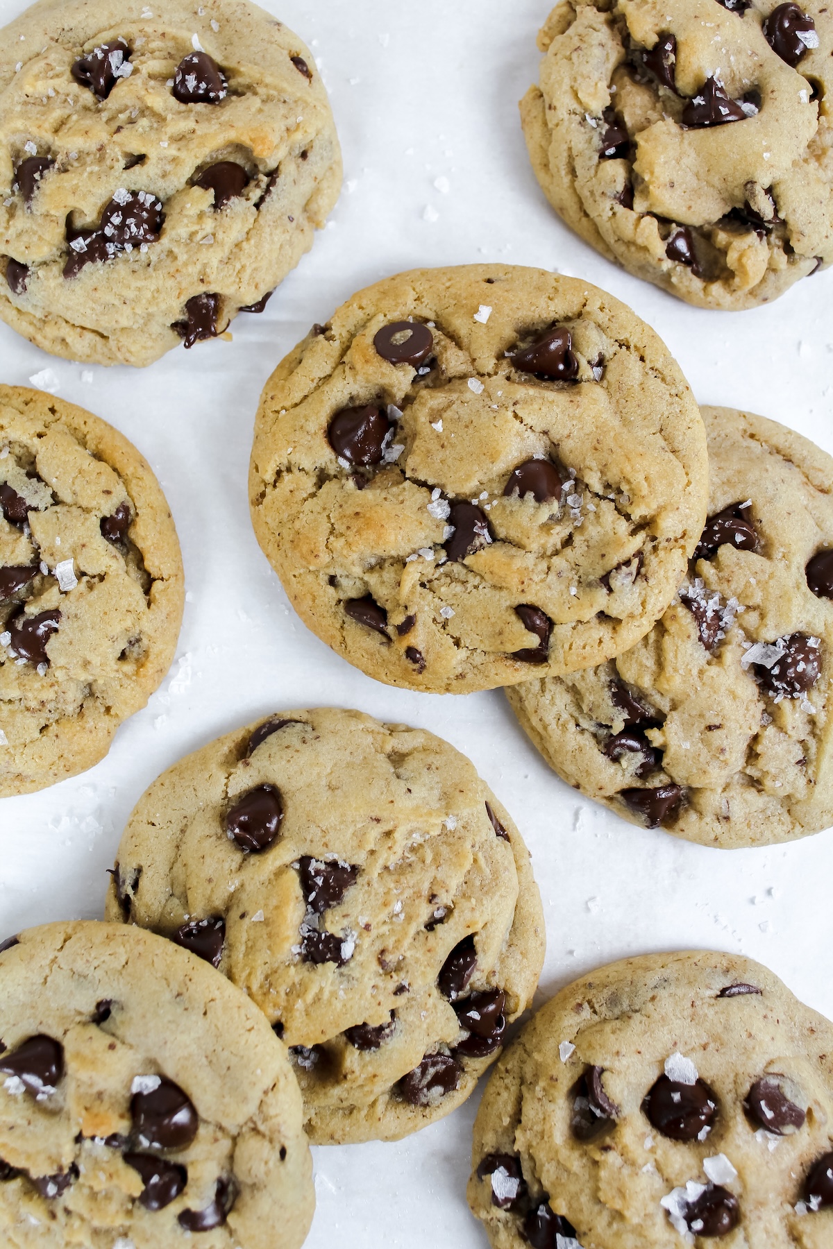 chocolate chip cookies on a pan