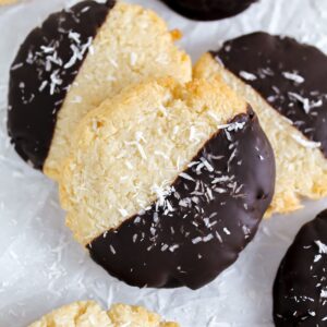 close up of a cookie on top of two other cookies