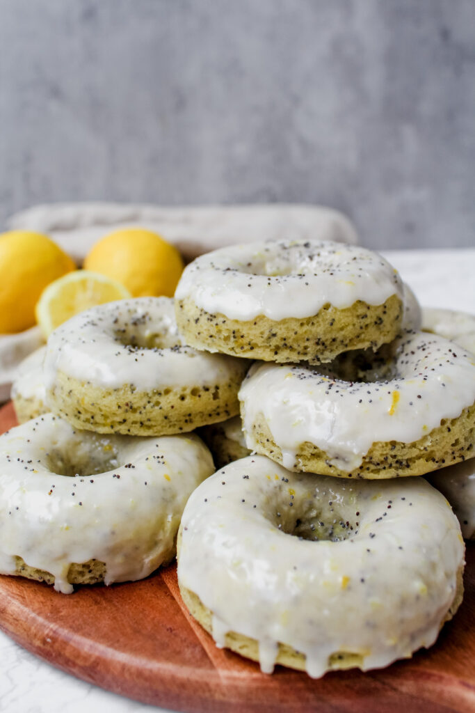 stacked lemon poppy seed donuts