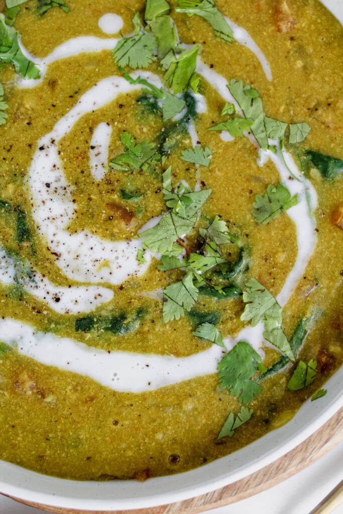 close up overview shot of easy red lentil dal