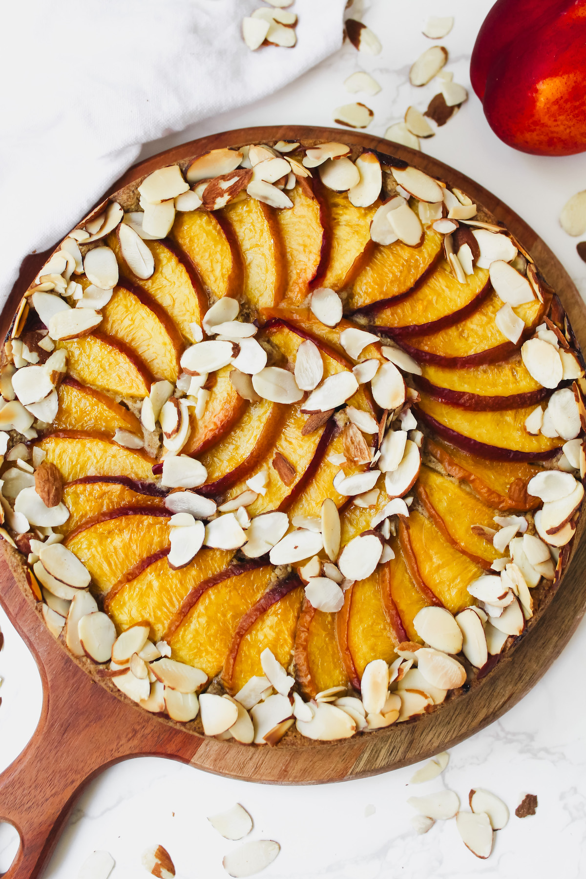 Healthy Almond Peach Oat Cake (vegan, gluten-free, refined sugar free)