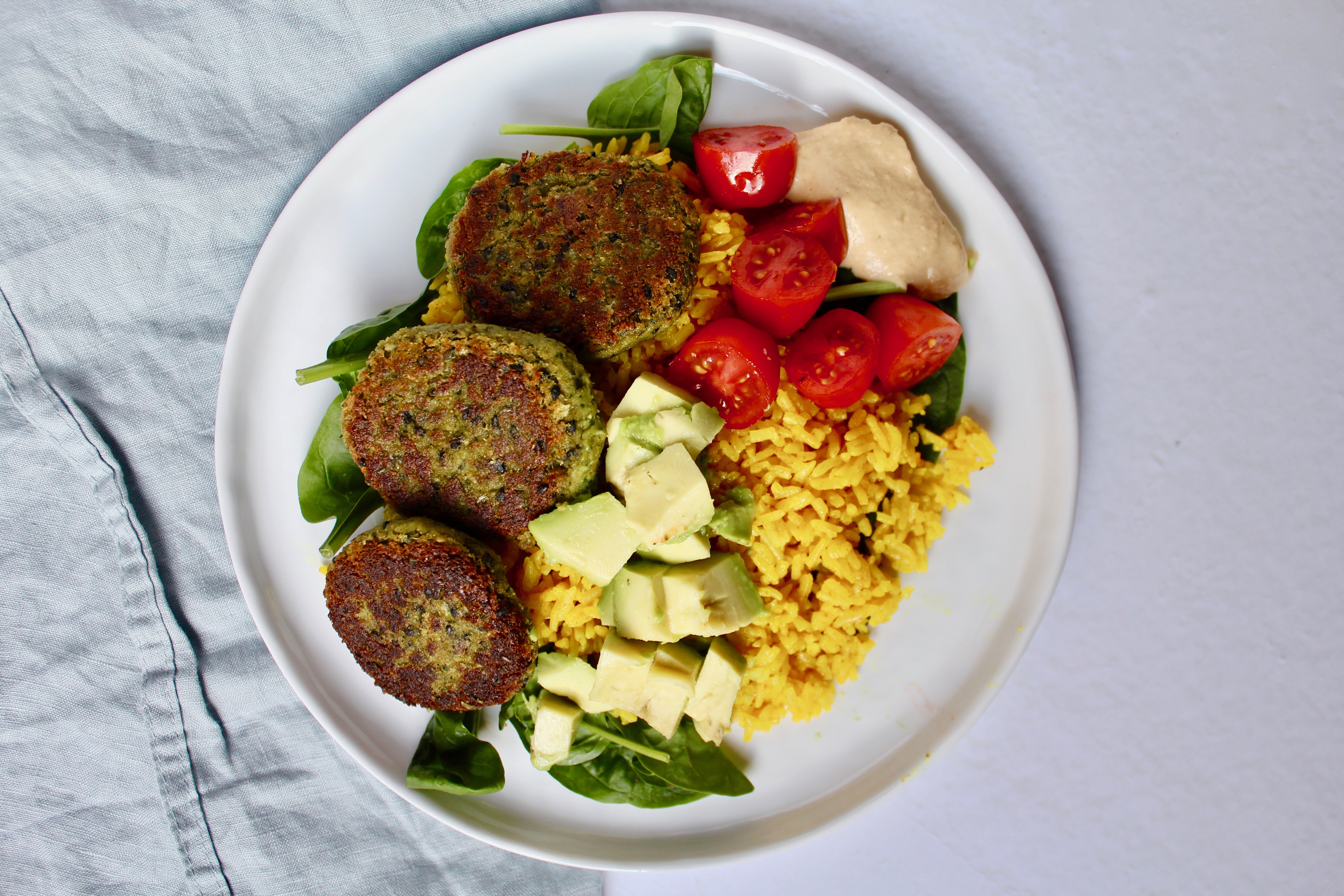 Best Easy Falafels with Instant Pot Golden Rice (vegan, gf)