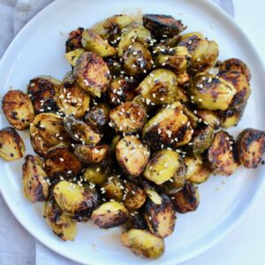 Easy Miso Glazed Roasted Brussels Sprouts