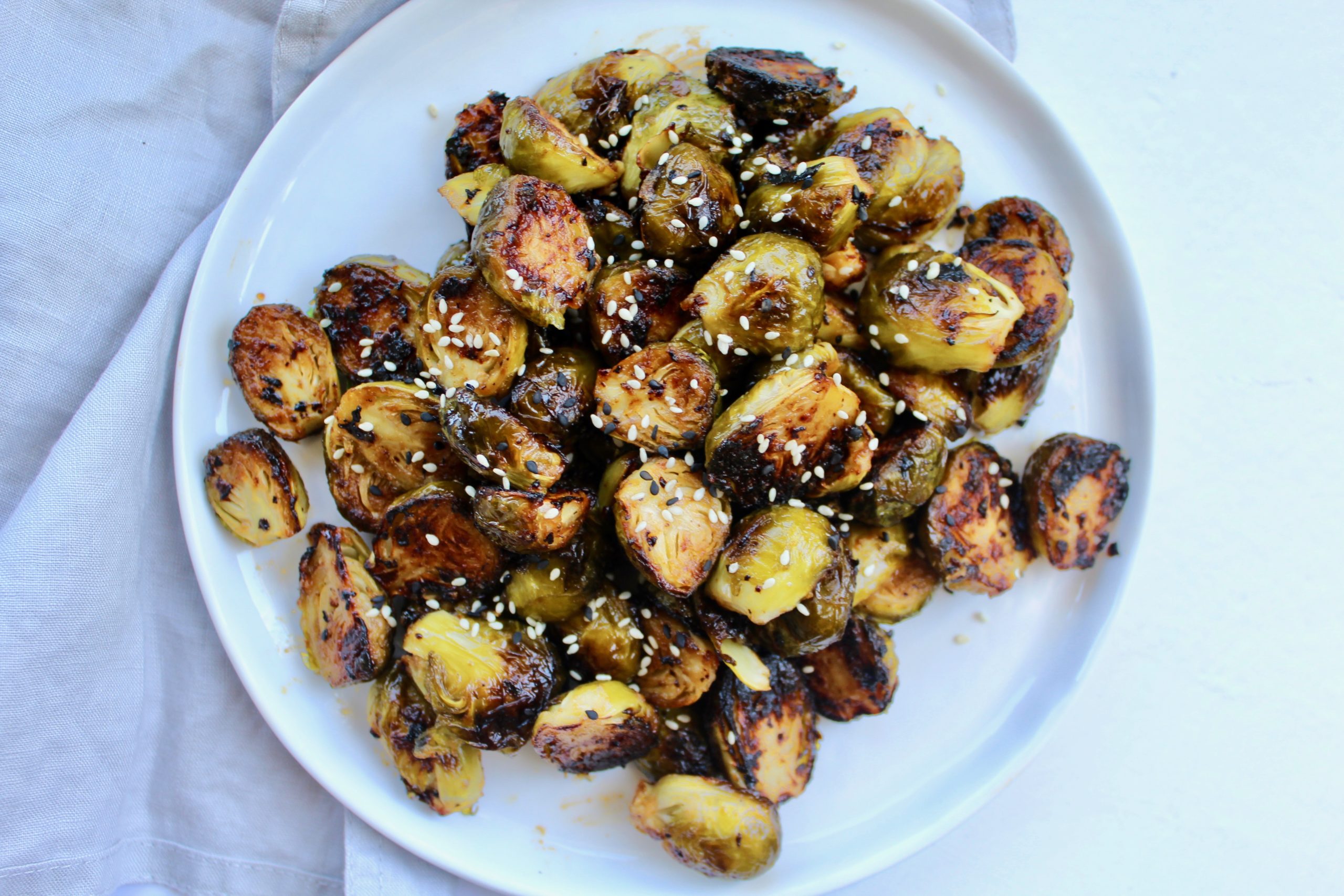 Easy Miso Glazed Roasted Brussels Sprouts
