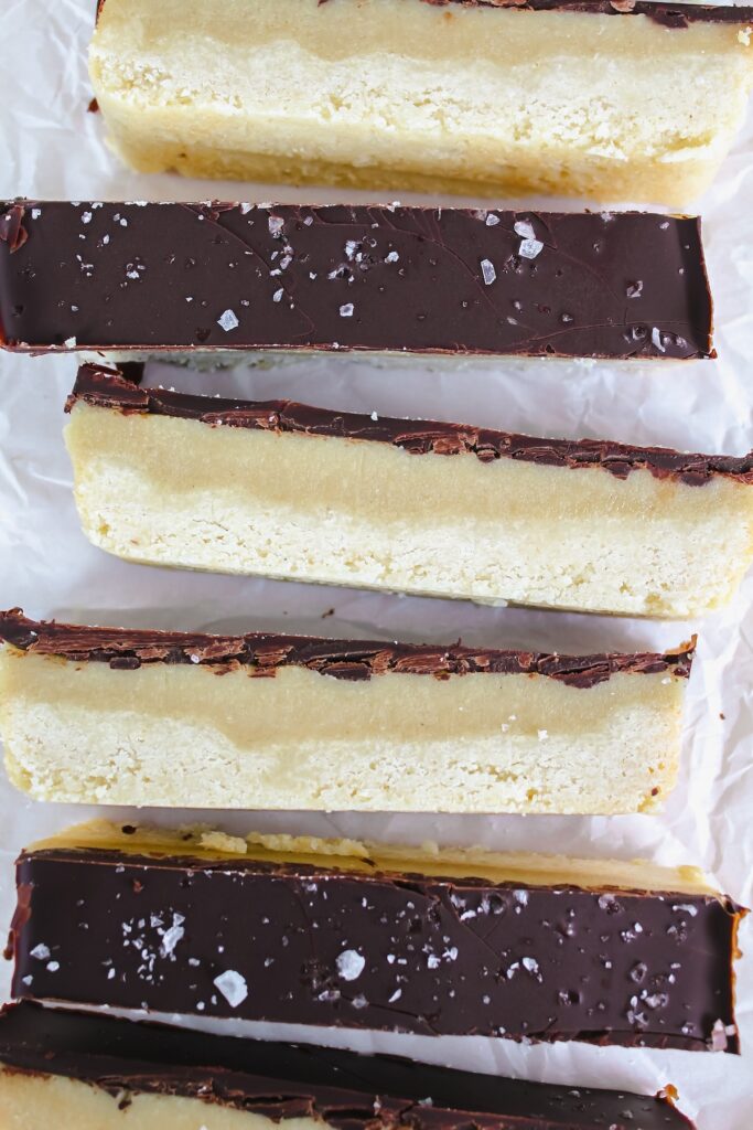 healthy twix bars laid on a piece of parchment paper