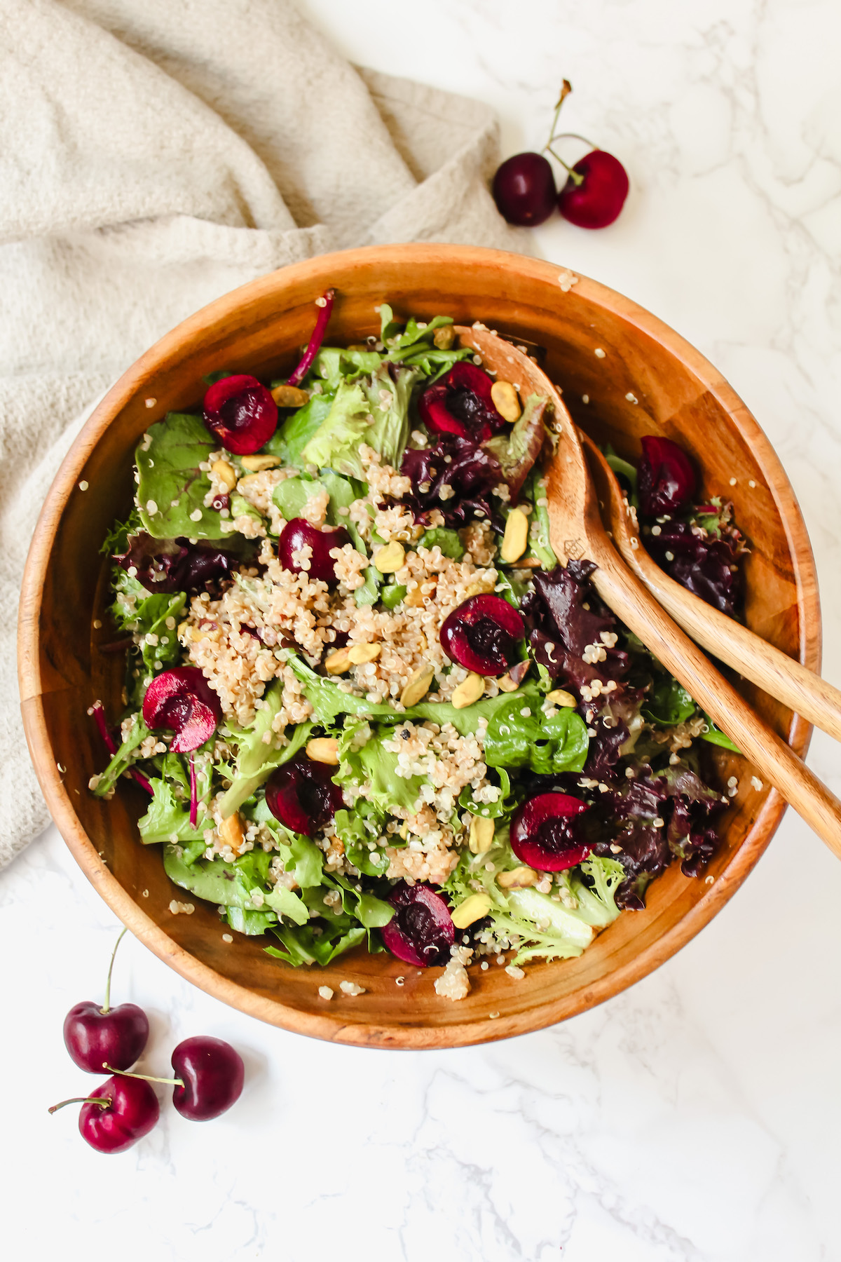 Simple Cherry Quinoa Salad with Balsamic Dressing (vegan, gluten-free