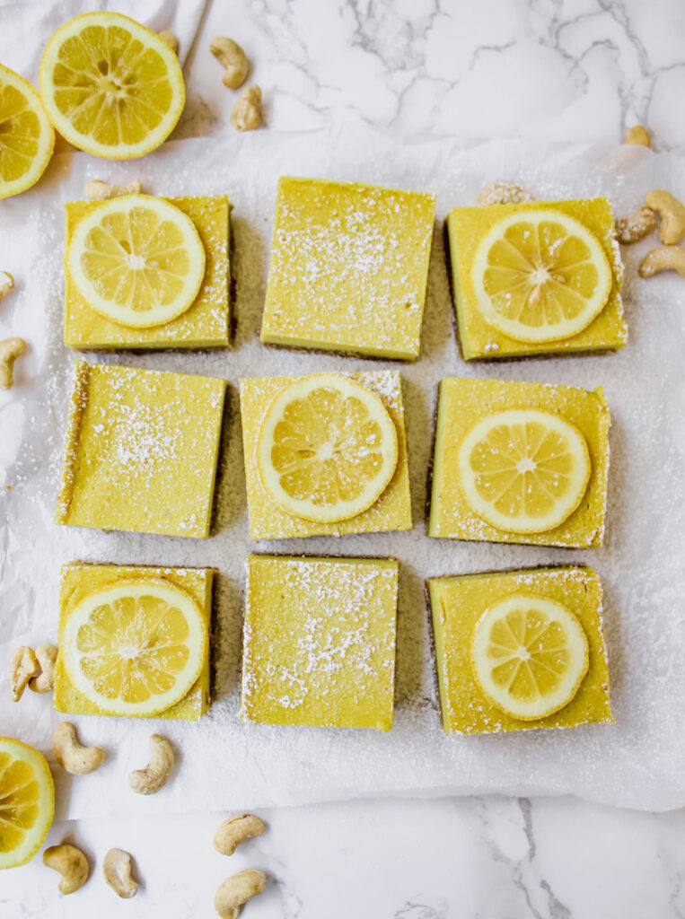 overview shot of entire batch of lemon bars 