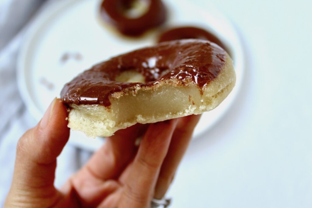 Small Batch Baked Mochi Donuts with Chocolate Glaze (vegan, gluten-free, oil-free) 