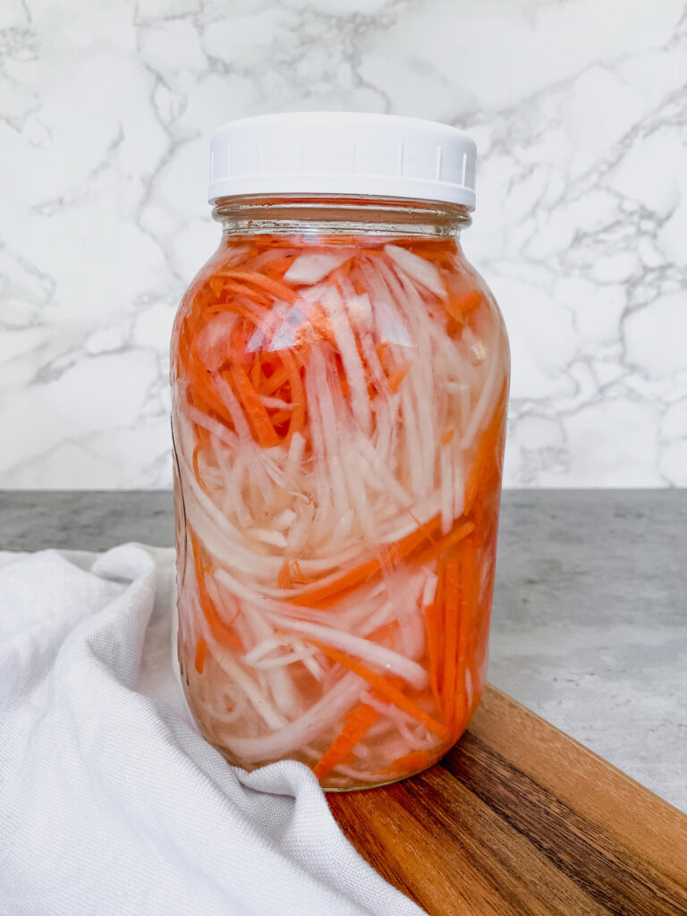 jar of Vietnamese pickled daikon and carrots