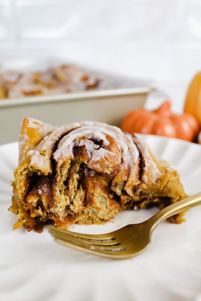 close up of the inside of a pumpkin cinnamon roll