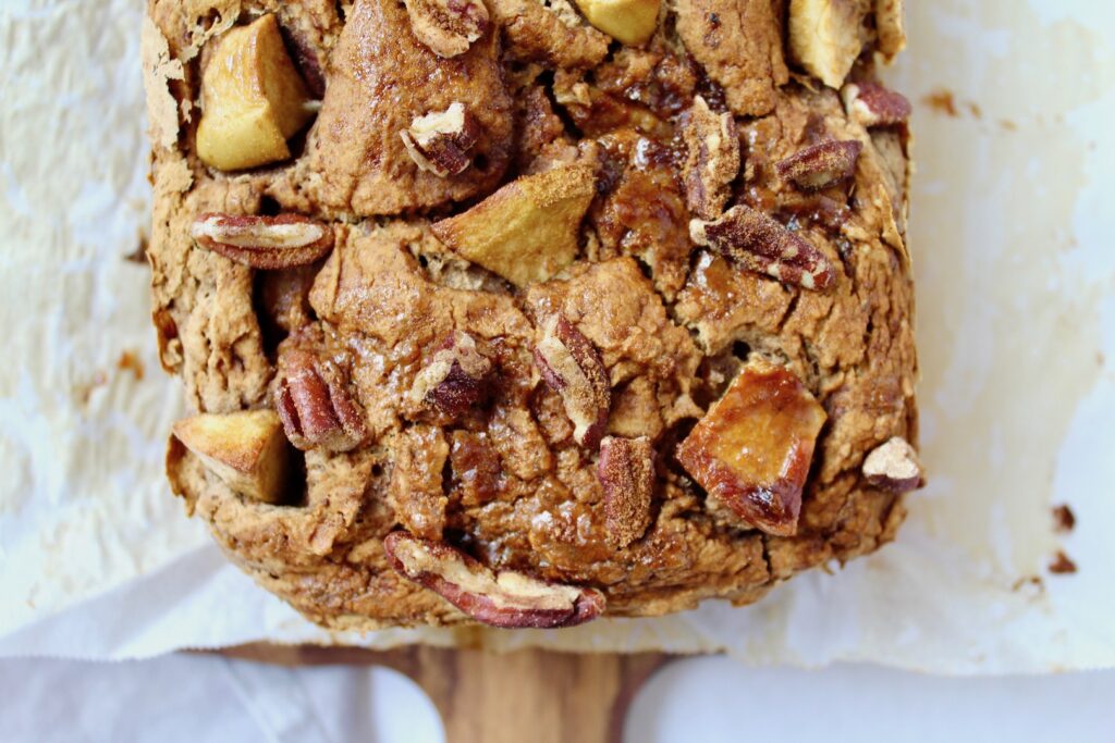 Healthy Apple Pecan Cinnamon Bread (vegan, GF, oil-free)